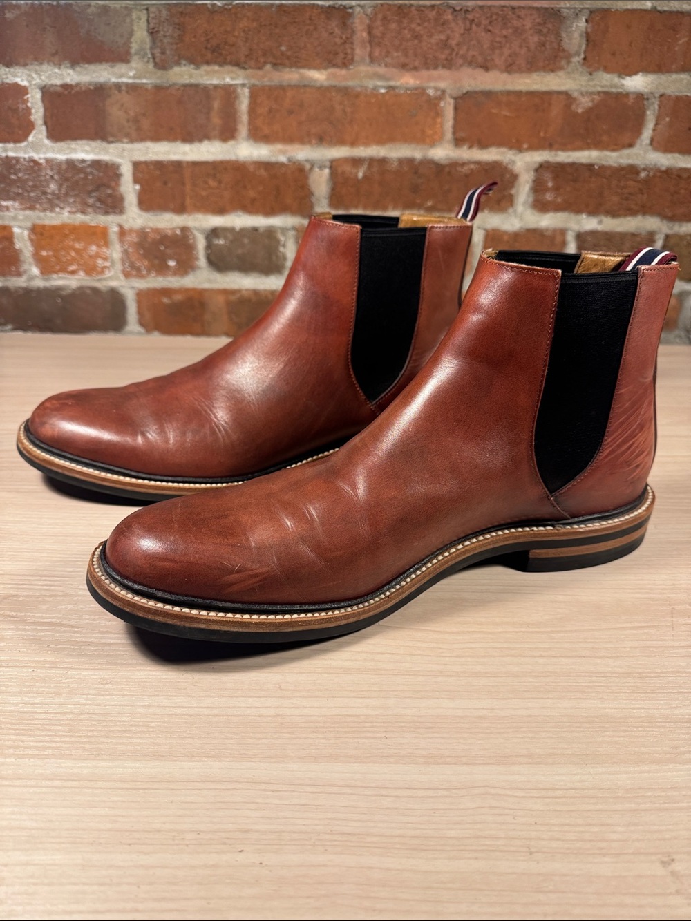 I Crew Men's Brown Leather Chelsea Boots 11.5